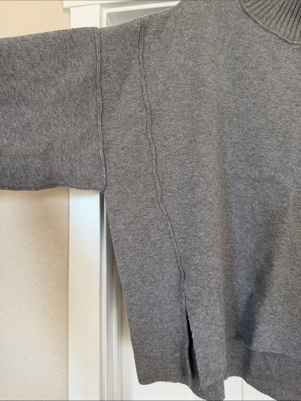 Anthropologie Maeve Carys Gray Mock Neck Sweater Size Large Slouchy Soft - Picture 2 of 6